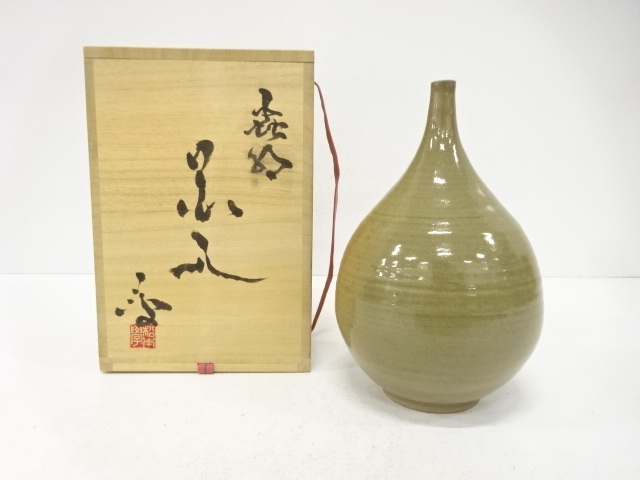 JAPANESE TEA CEREMONY / MUSHIAKE WARE HANAIRE FLOWER VASE / ARTISAN WORK
